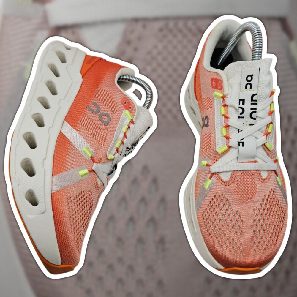 On Cloudeclipse Flame Ivory Womens 8.5 Running Shoes Athletic Gym Orange White